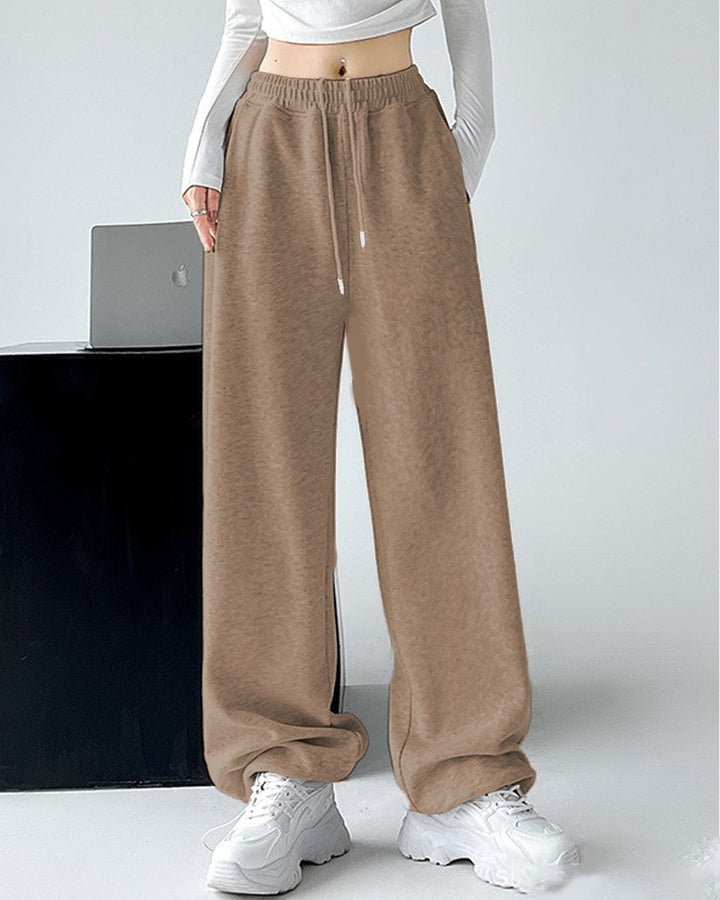 Damen nan extraweite Palazzo-Sweathose mit hohem Komfortbund, seitlichen Eingrifftaschen, Schlitz am Saum und Kordelzug Drune