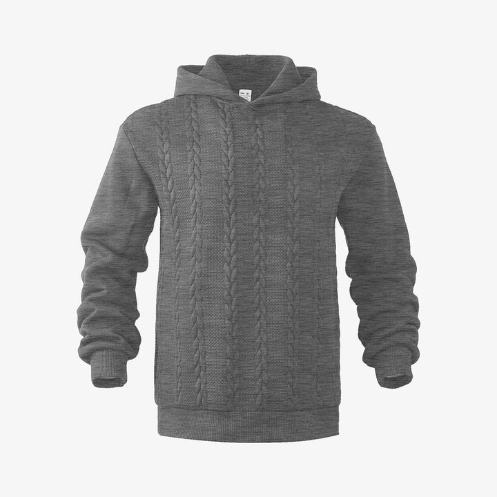 Herren nan Kapuzenpullover im Stricklook mit Zopfmuster und geripptem Saum Drune