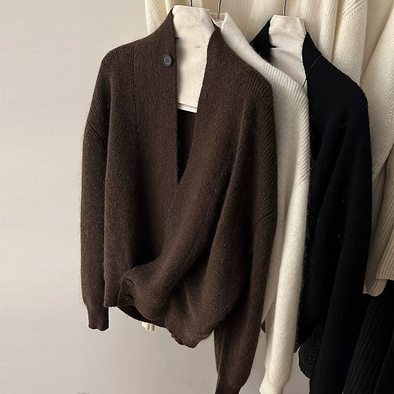 Damen Modischer Strickcardigan mit angesagtem Revers Drune