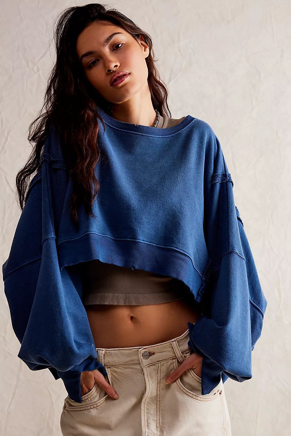 Damen lässiger Oversized-Pullover mit weichen Ärmelabschlüssen und lässigem Schnitt Drune