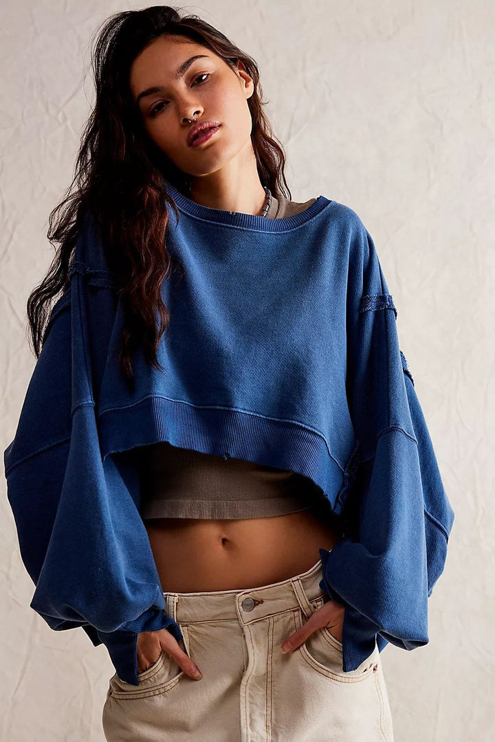 Damen lässiger Oversized-Pullover mit weichen Ärmelabschlüssen und lässigem Schnitt Drune