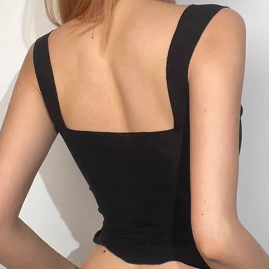 Damen Crop-Top mit gerafftem Detail und quadratischem Ausschnitt Drune