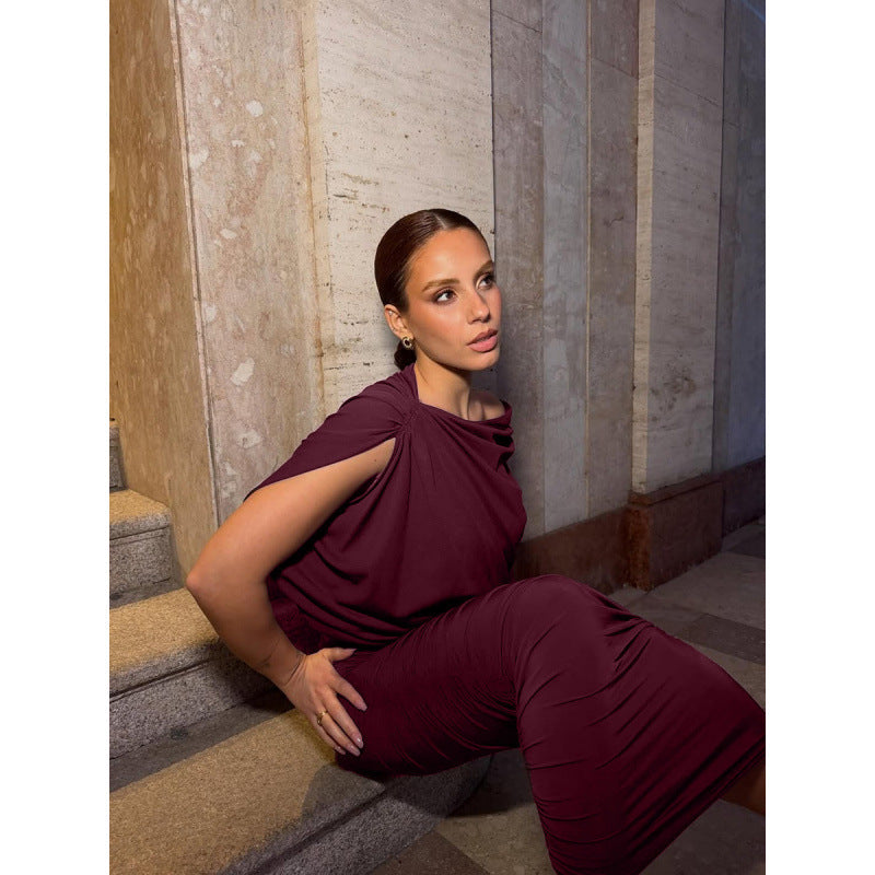 Damen Elegantes Abendkleid mit asymmetrischem Schnitt und gerafften Details Drune