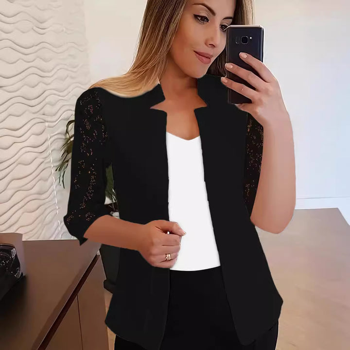 Damen Elegante Blazerjacke mit Spitze Drune