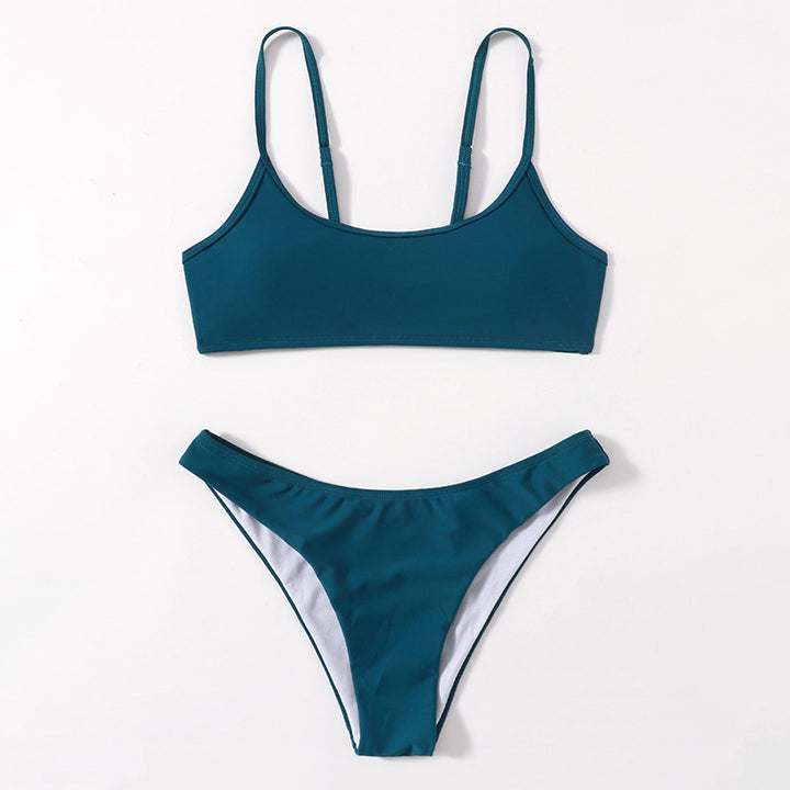 Damen Sportliches Bikini-Set mit verstellbaren Trägern und hohem Beinausschnitt Drune