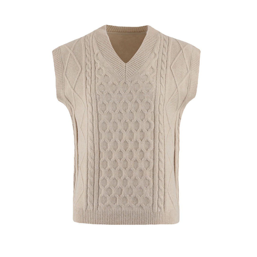 Damen Strickweste mit V-Ausschnitt und Kabelmuster Drune