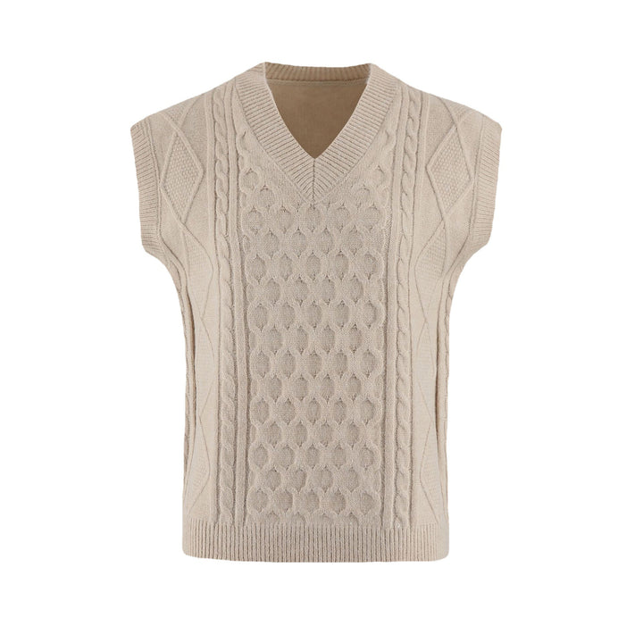 Damen Strickweste mit V-Ausschnitt und Kabelmuster Drune