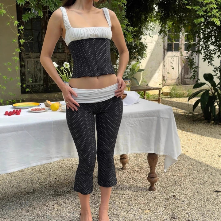 Damen Corsagenoberteil mit taillierter Hose im Punkte-Design Drune