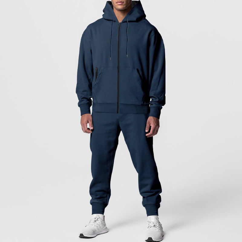 Herren nan zweiteiliges Trainingsset mit Reißverschluss-Kapuzenjacke und tapered Jogginghose Drune