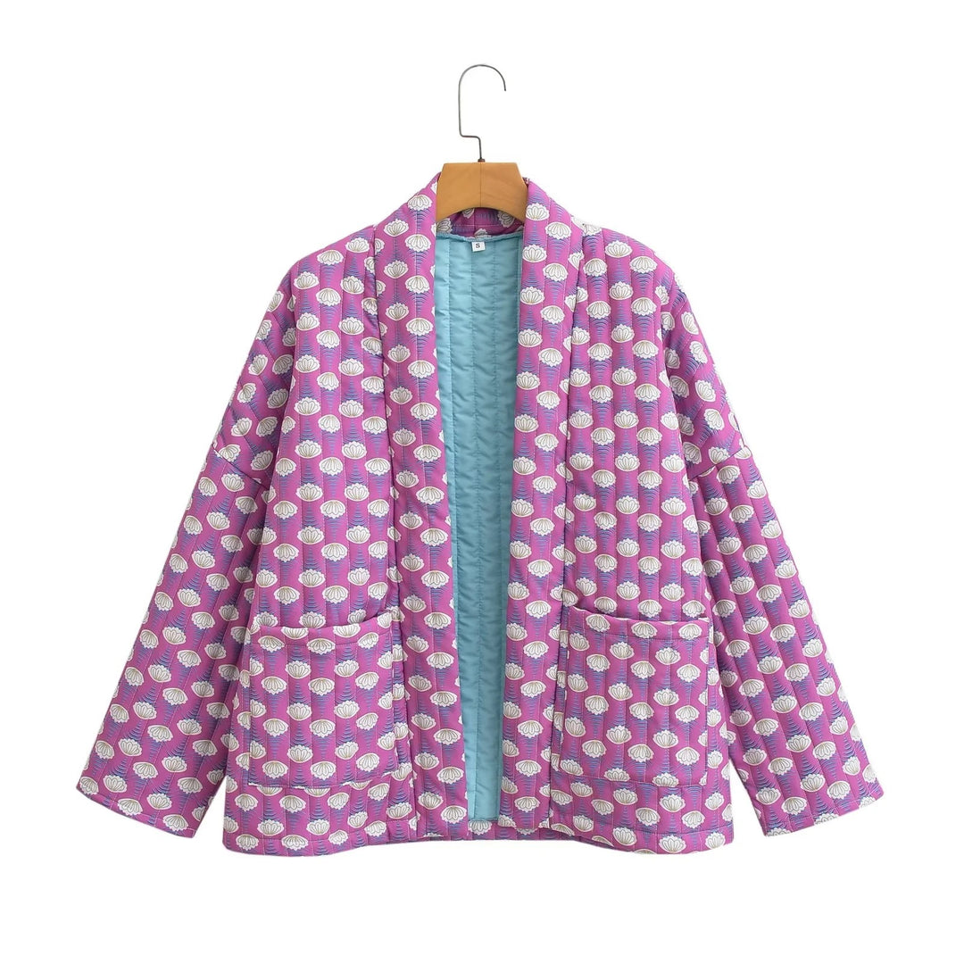 Damen gesteppte Kimono-Jacke mit geometrischem Muster Drune