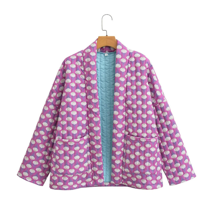 Damen gesteppte Kimono-Jacke mit geometrischem Muster Drune