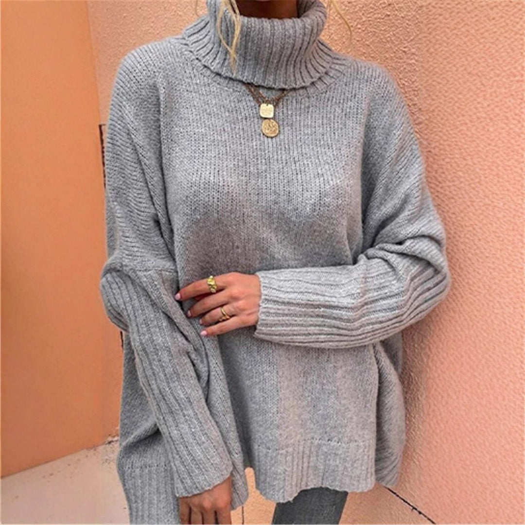 Damen Grobstrickpullover mit hohem Kragen Drune