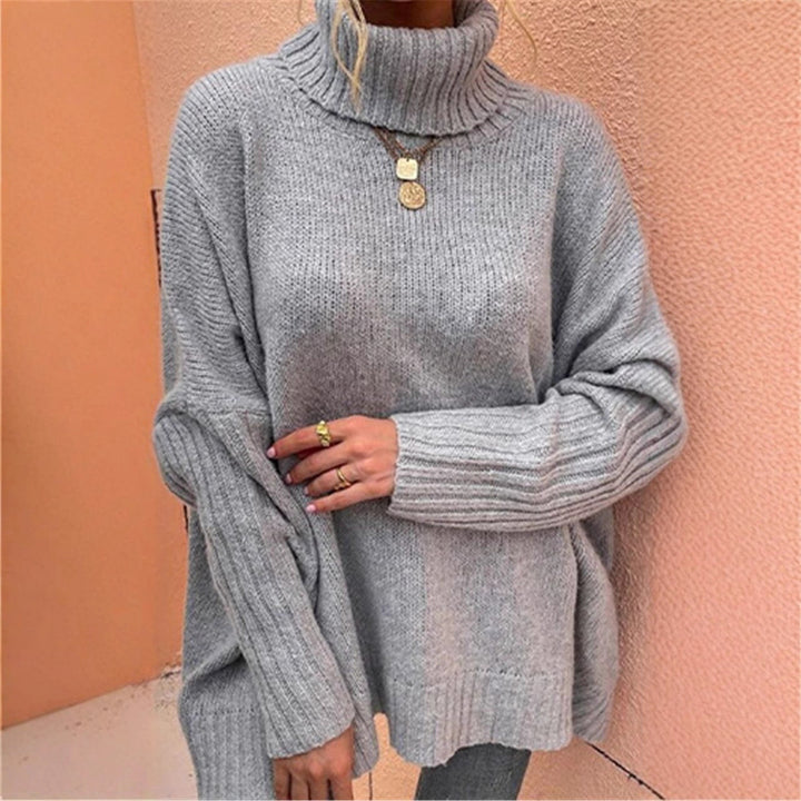 Damen Grobstrickpullover mit hohem Kragen Drune