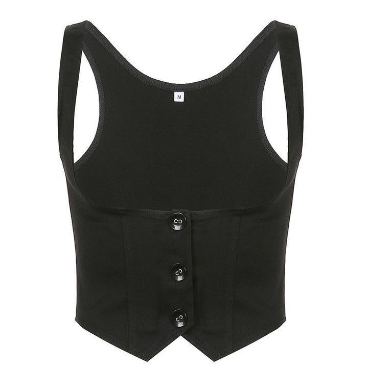 Damen Modisches Crop-Top mit eleganten Knopfdetails und tailliertem Schnitt Drune