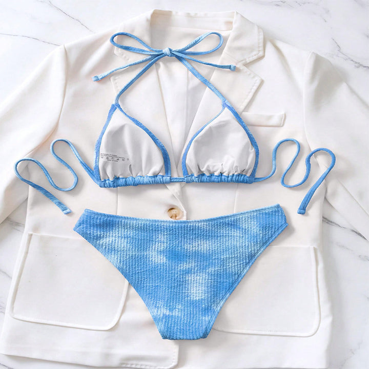 Damen Triangel-Bikini mit hohem Beinausschnitt und strukturiertem Stoff Drune