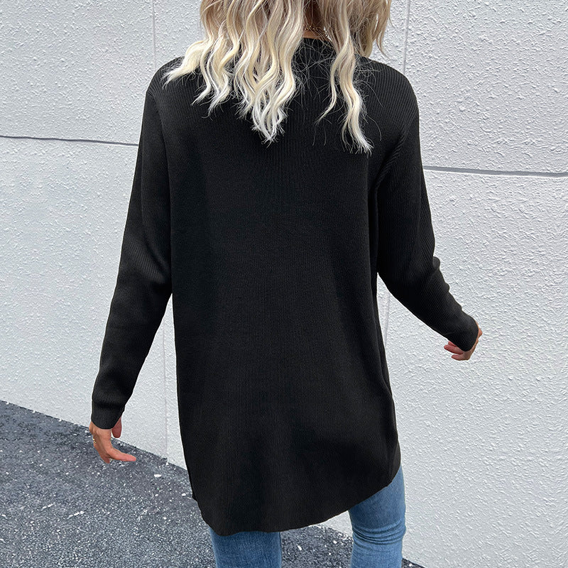 Damen langärmlige Strickjacke mit dekorativen Knöpfen Drune