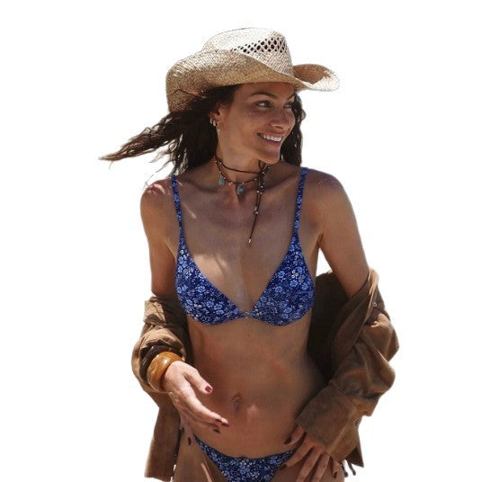Damen Triangel-Bikini mit floralem Design und verstellbaren Trägern Drune