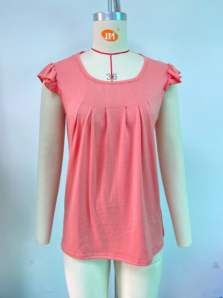 Damen ärmelloses Blusenshirt mit dekorativen Rüschendetails Drune