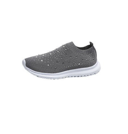 Damen nan gestrickte Slipper-Sneaker mit Strassbesatz und elastischem Einstieg Drune