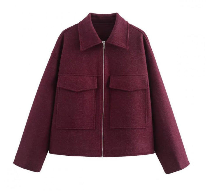 Damen hochschneiderte Jacke mit praktischen Pattentaschen und weichem Wollmix Drune
