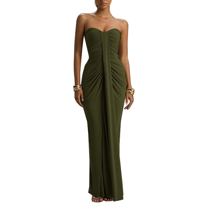 Damen figurbetontes Cocktailkleid mit Raffungen und herzförmigem Ausschnitt Drune