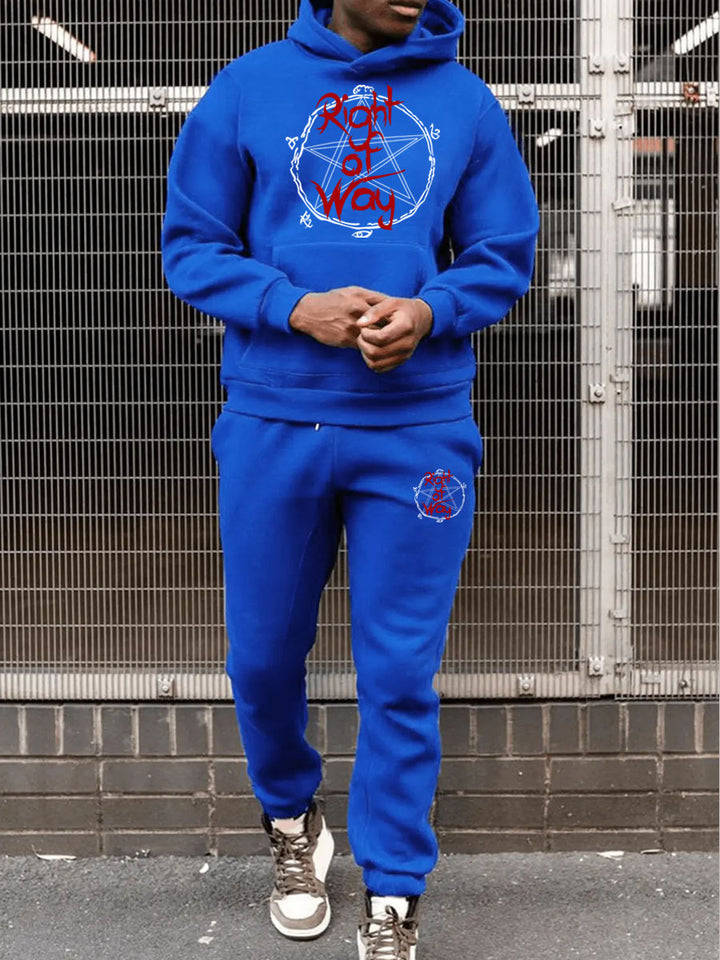 Herren Sportlicher Kapuzenpullover und Jogginghose Set mit einzigartigem Grafikdruck Drune