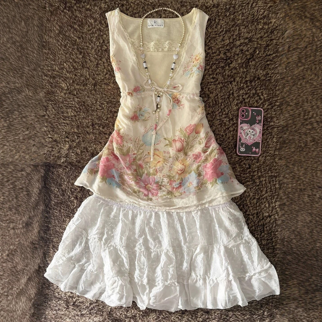 Damen Verspieltes Blumentop Drune