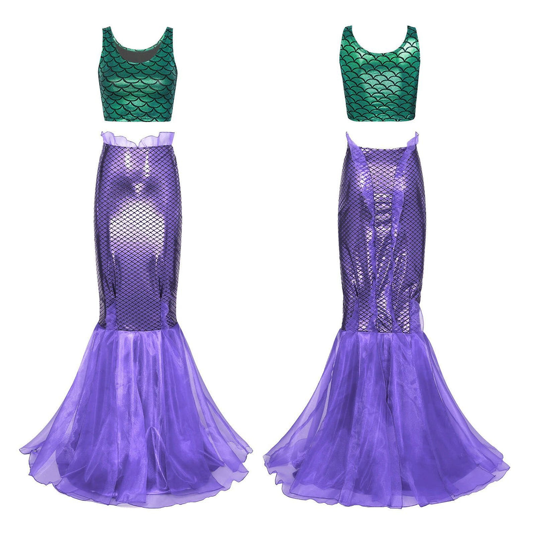 Damen Meerjungfrau-Kleid mit schimmerndem Oberteil und voluminösem Tüllrock Drune