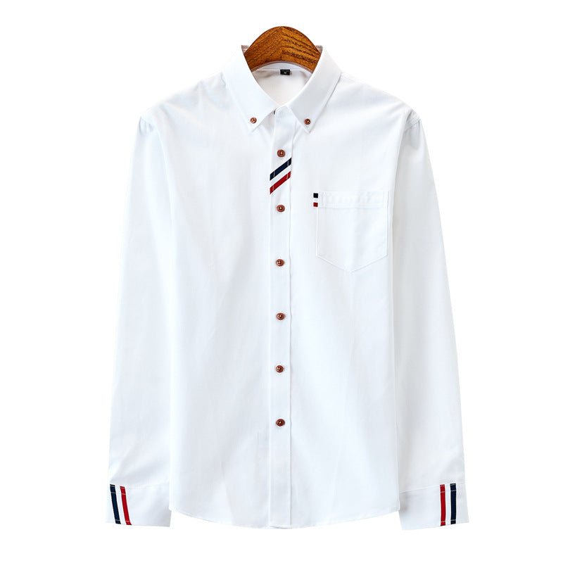 Herren nan modernes Oxford-Hemd mit Button-Down-Kragen, Brusttasche und dezenter Streifenverzierung Drune