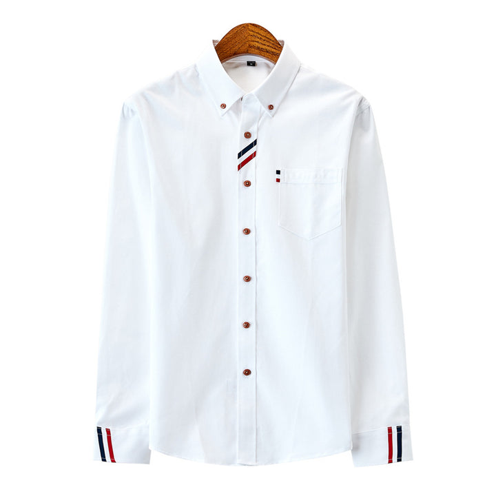 Herren nan modernes Oxford-Hemd mit Button-Down-Kragen, Brusttasche und dezenter Streifenverzierung Drune