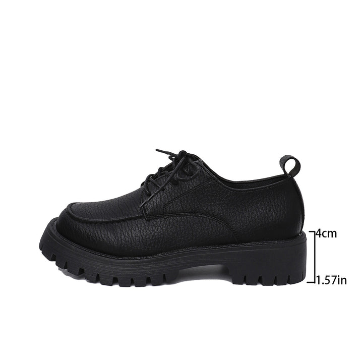 Damen nan robuster Derby-Schnürer mit profilierter Gummisohle und 4cm Keilabsatz Drune