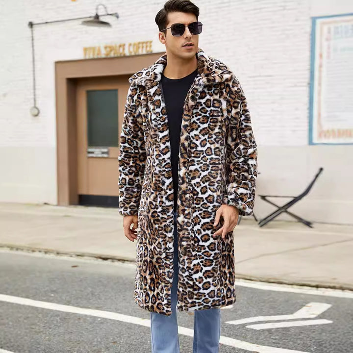 Herren Modischer Kunstfellmantel im Schlangenleder-Look Drune