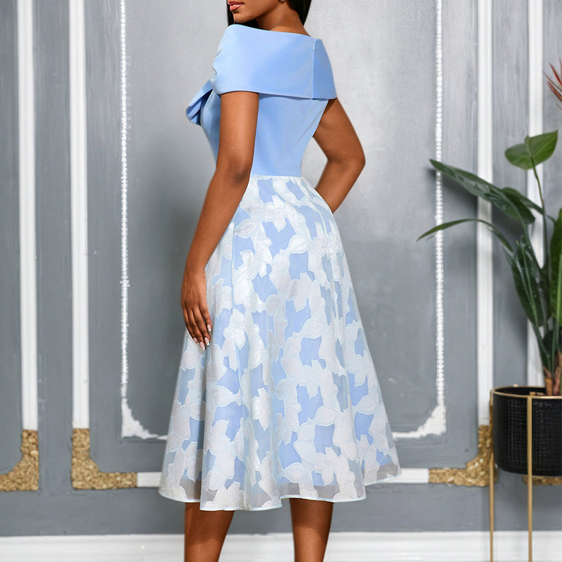 Damen festliches Cocktailkleid mit raffiniertem Überwurf und elegantem Rock Drune