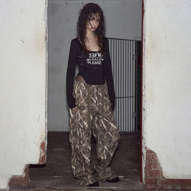 Damen Utility-Hosen im Camouflagedesign mit verstellbarem Bund und praktischen Seitentaschen Drune