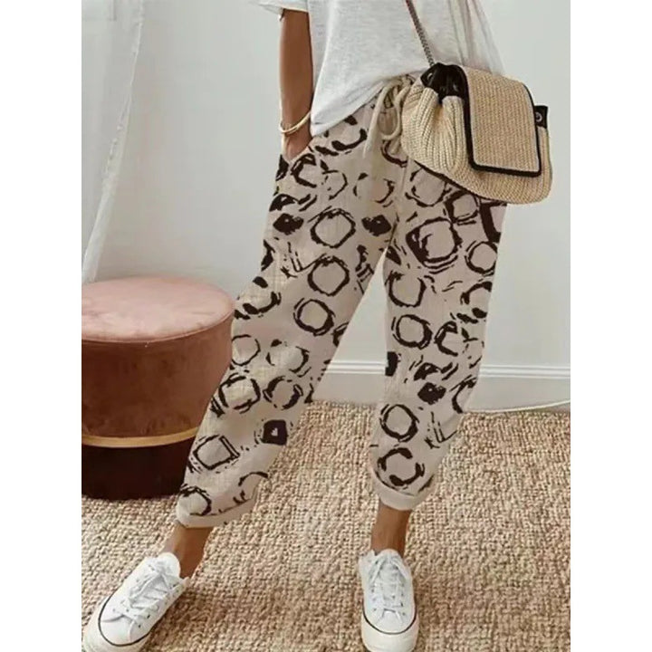Damen Luftige Freizeithose mit floraler Stickerei Drune