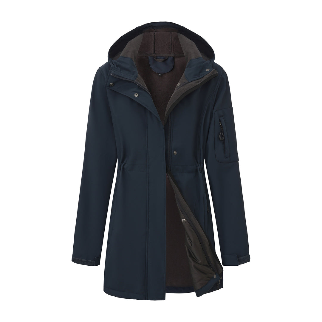 Damen nan funktionaler Softshell-Parka mit Teddyfleece-Futter, Kapuze und Taillenzug Drune