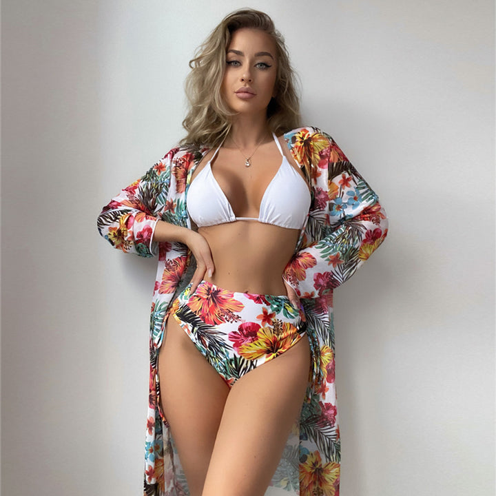 Damen Hochtaillierter Bikini mit floralem Cover-Up Drune