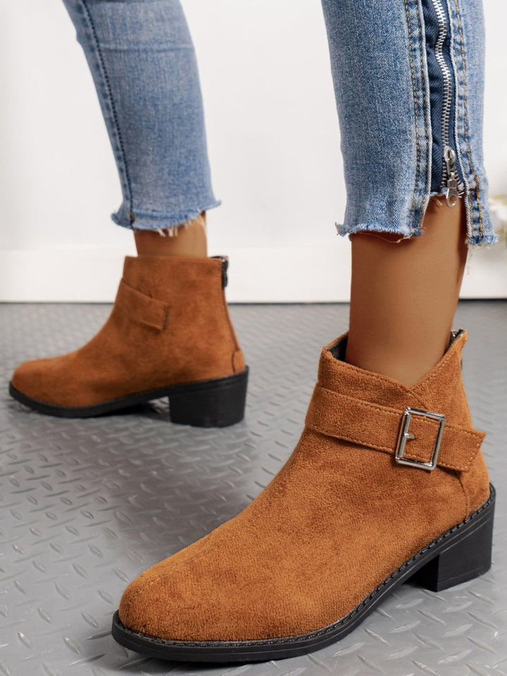 Damen Stiefeletten mit modischem Schnallen-Detail und komfortablem Blockabsatz Drune