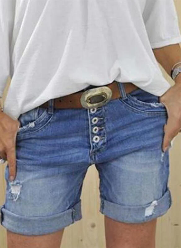Drune | Damen Ripped Denim Shorts