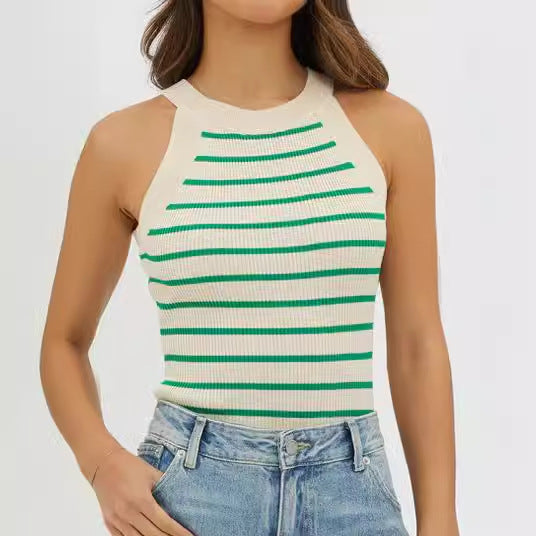 Damen elegantes halterloses Oberteil mit feinem Streifenmuster Drune