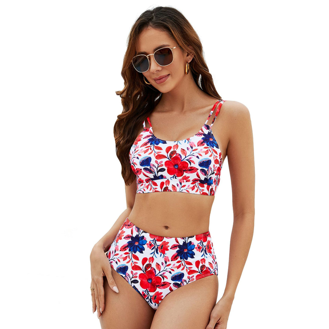 Damen Hochtailliertes Blumen-Bikini-Set Drune