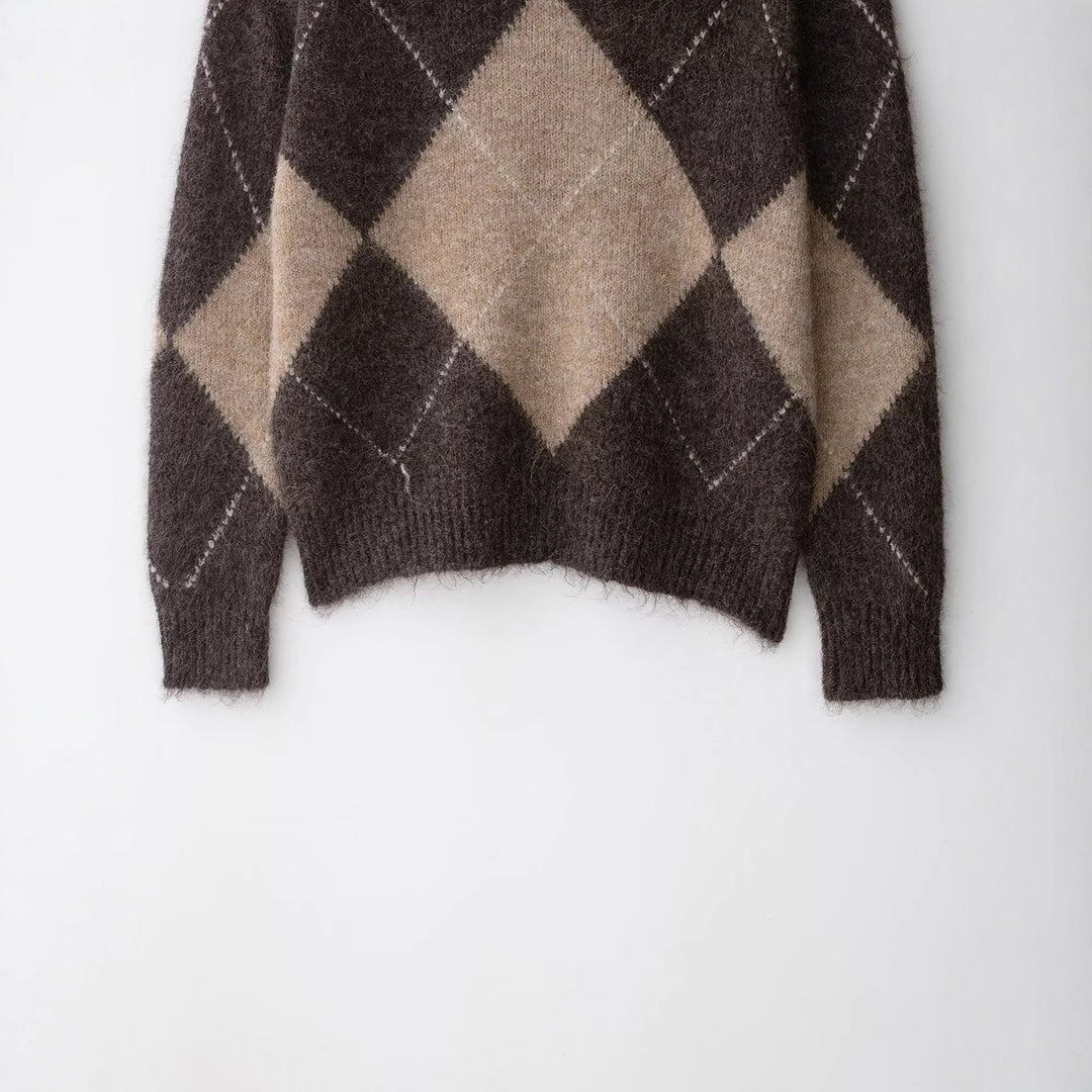 Damen Kuscheliger Pullover mit modernem Rautenmuster Drune