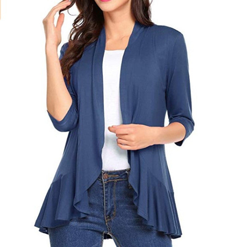 Damen Modische Strickjacke mit asymmetrischem Schnitt und Flatterdetails Drune