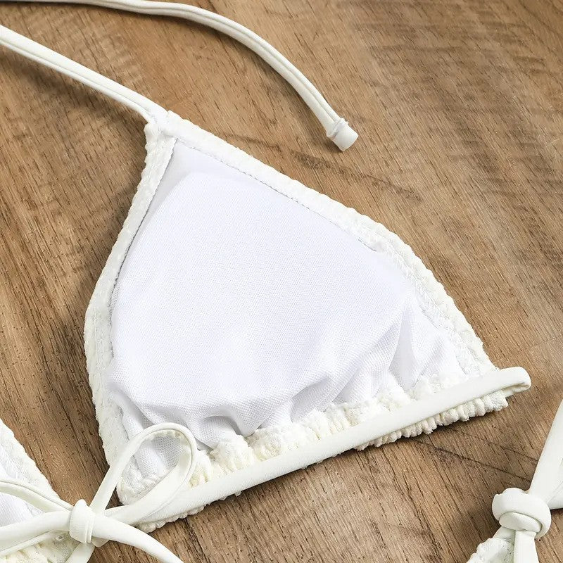 Damen Mesh-Badeanzug mit gebundenem Oberteil und hohem Bund Drune