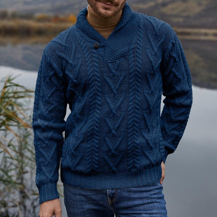 Herren Strickpullover mit klassischem Kragen und strukturiertem Muster Drune