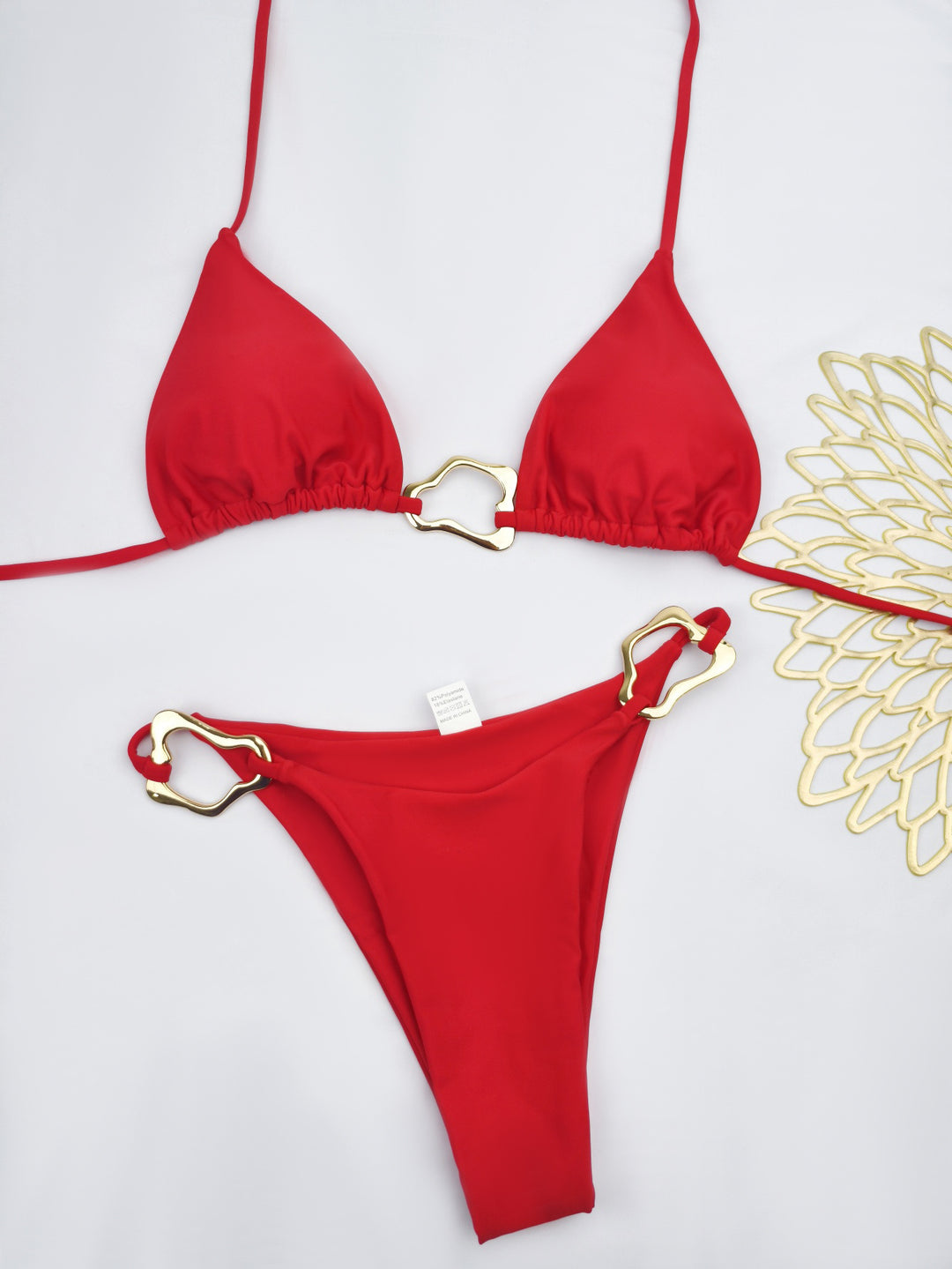 Damen Triangel-Bikini mit stilvollen Goldakzenten Drune