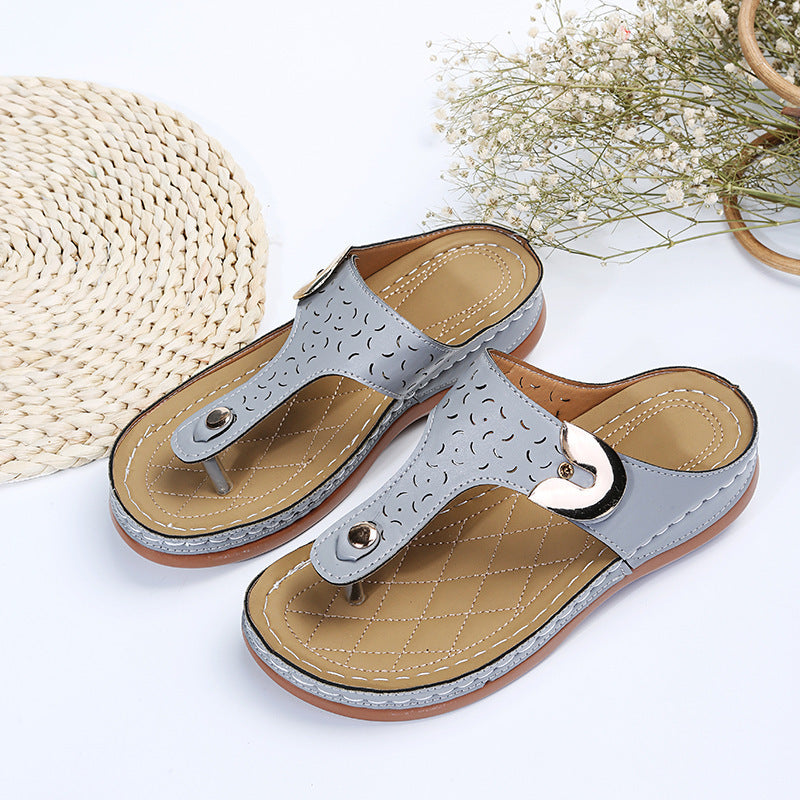 Damen Bequeme Zehentrenner-Sandalen mit verstellbarem Riemen und gepolsterter Sohle Drune