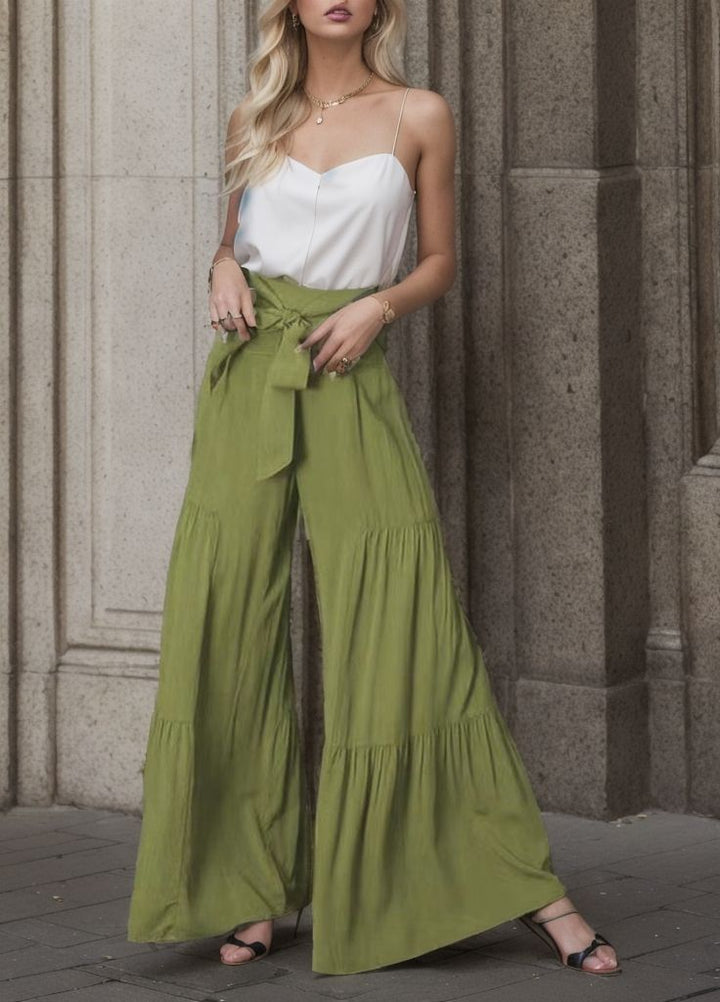 Damen Weitgeschnittene Sommerhose mit elastischem Bund und seitlichem Kordelzug Drune