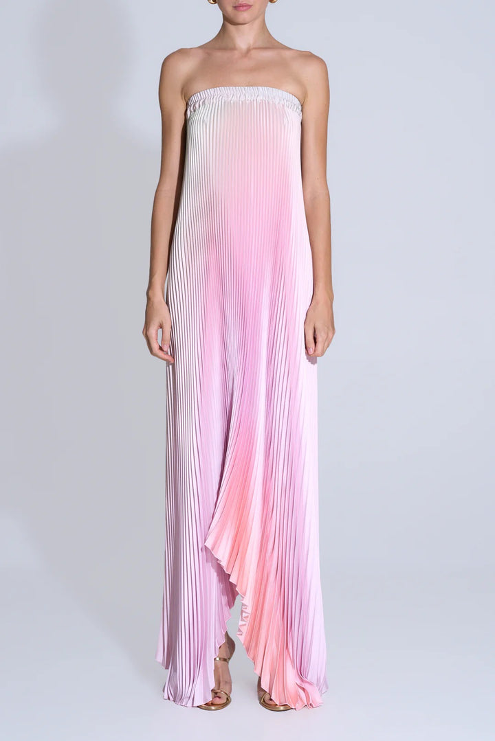 Damen Maxi-Kleid mit kunstvollem Plissee-Design und floralem Druck Drune