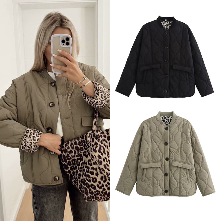 Damen gesteppte Übergangsjacke mit praktischen Taschen und modischem Stehkragen Drune